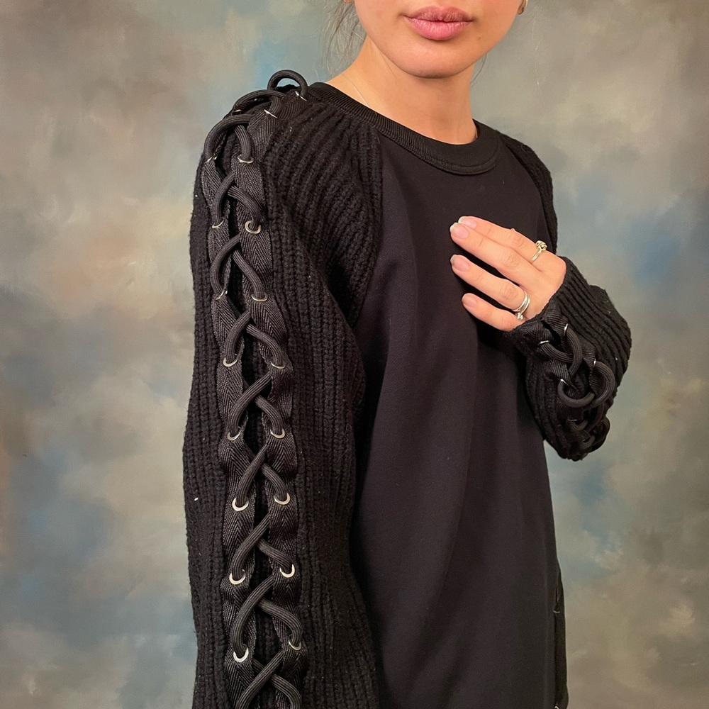 Black Diesel Velcro cross arm sweater